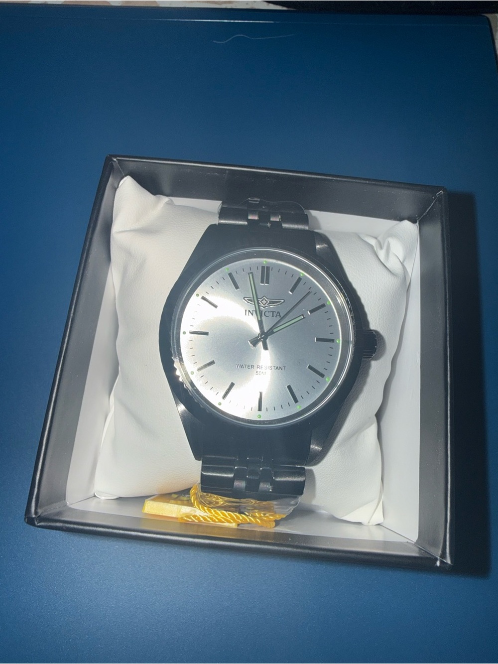 Invicta Silver Dial Watch with Black Bracelet